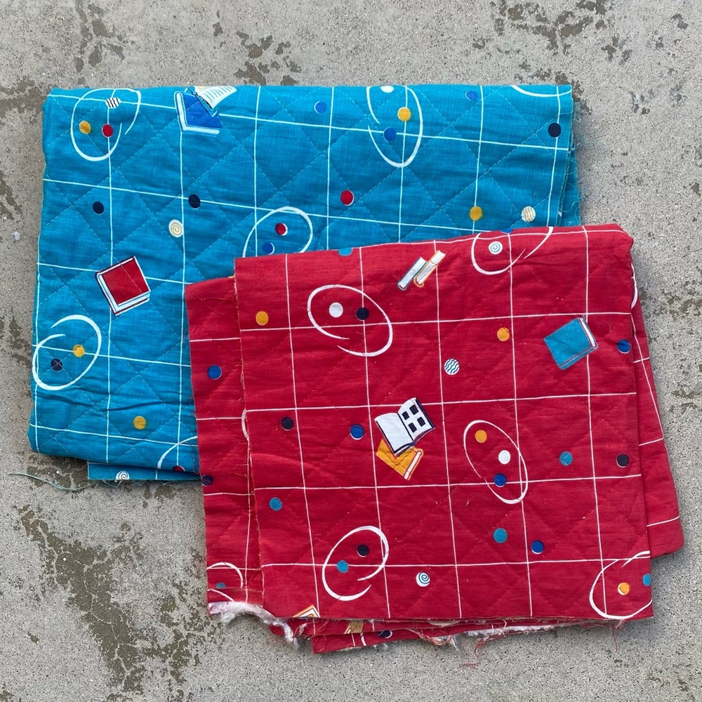 2 Pieces Vintage Printed Quilted Fabrics